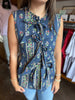 Navy Floral Front Tie Vest