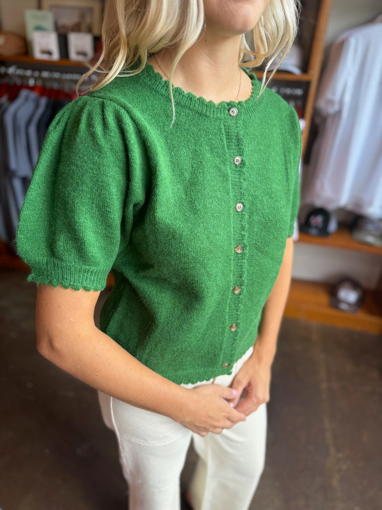 Solid Button Up Sweater Top