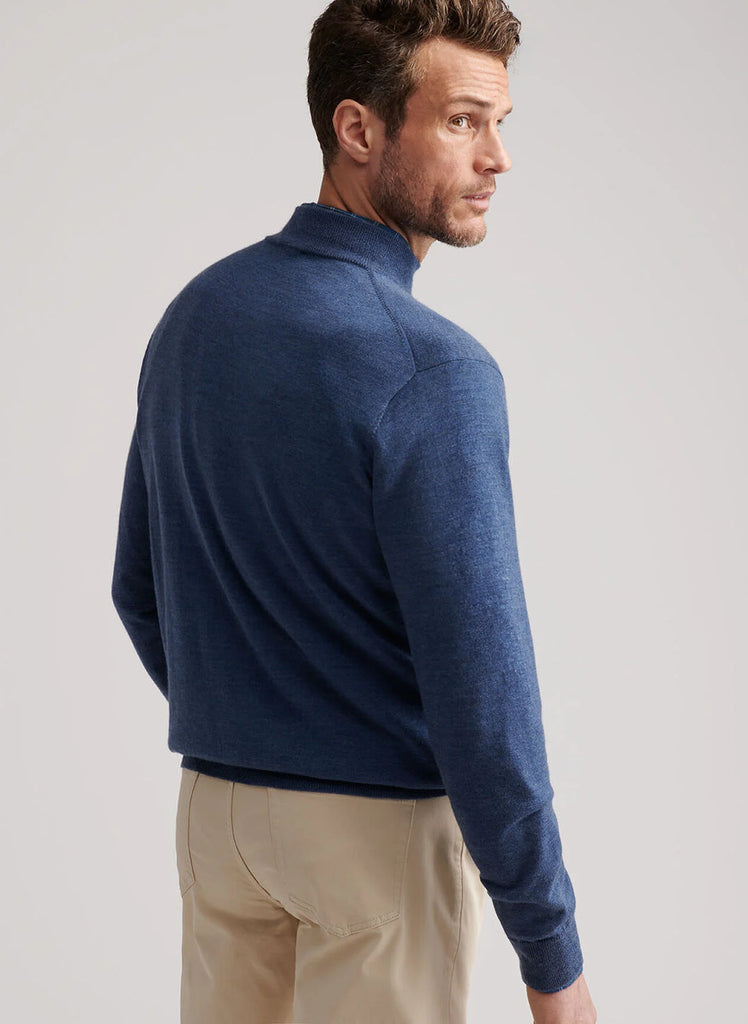 Autumn Crest Suede Trim Quarter Zip Blue Haze