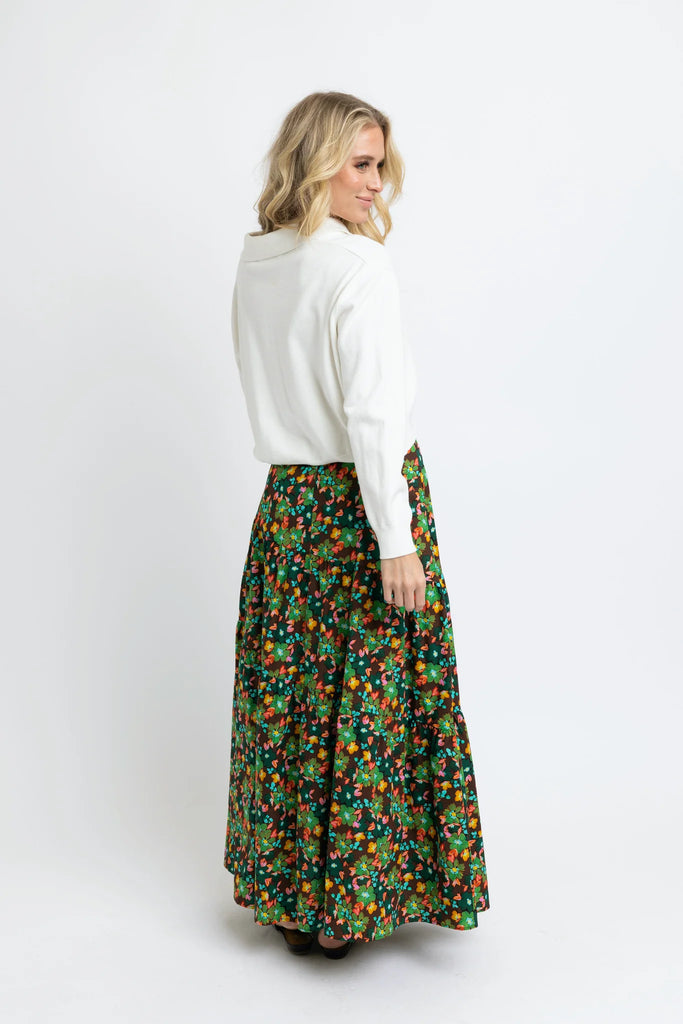 Floral Tie Maxi Skirt