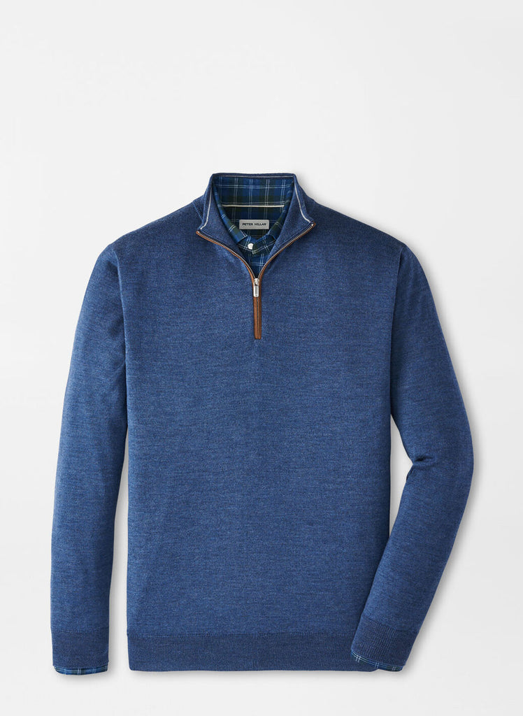 Autumn Crest Suede Trim Quarter Zip Blue Haze