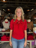 FINAL SALE - Lisette Shimmer Bow Tie Red Top