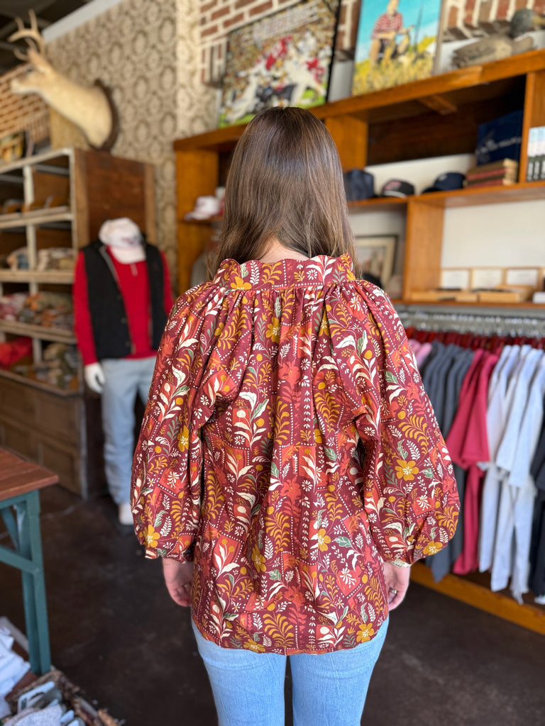 Burgundy Mix Detail Top