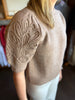 Solid Embroidered Sleeve Knit Top