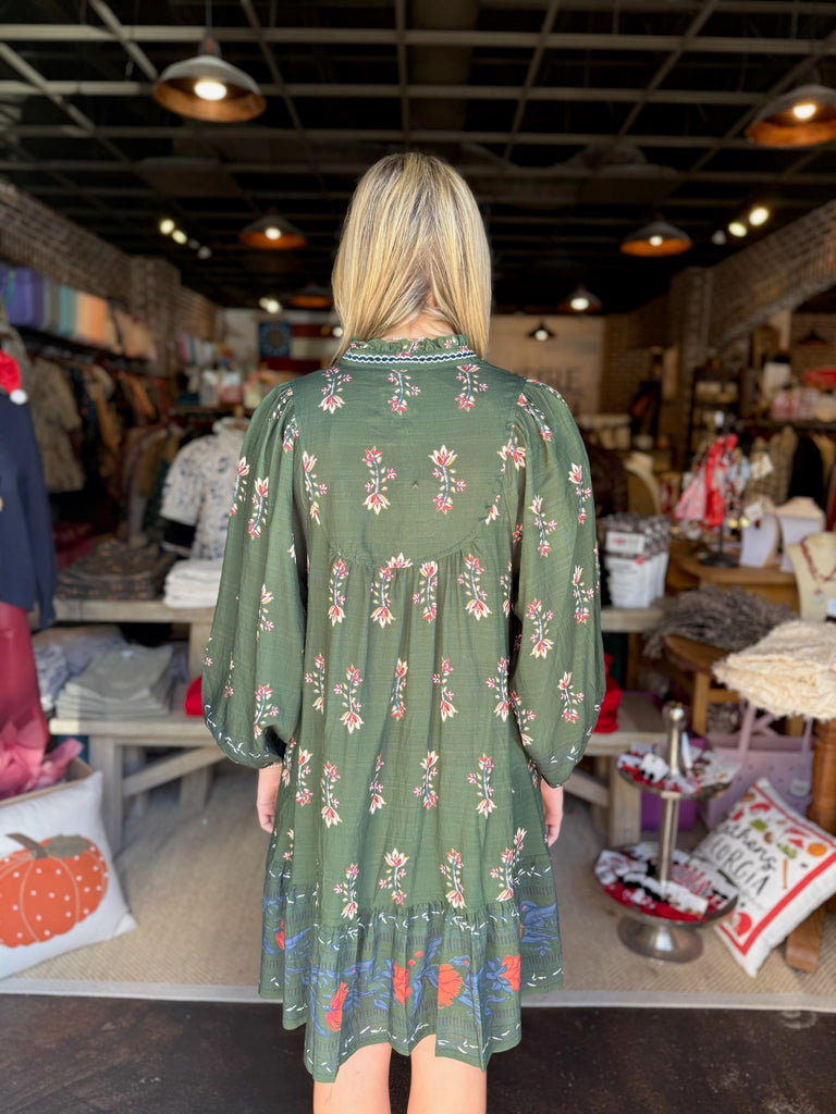 Forest Green Mix Mini Dress