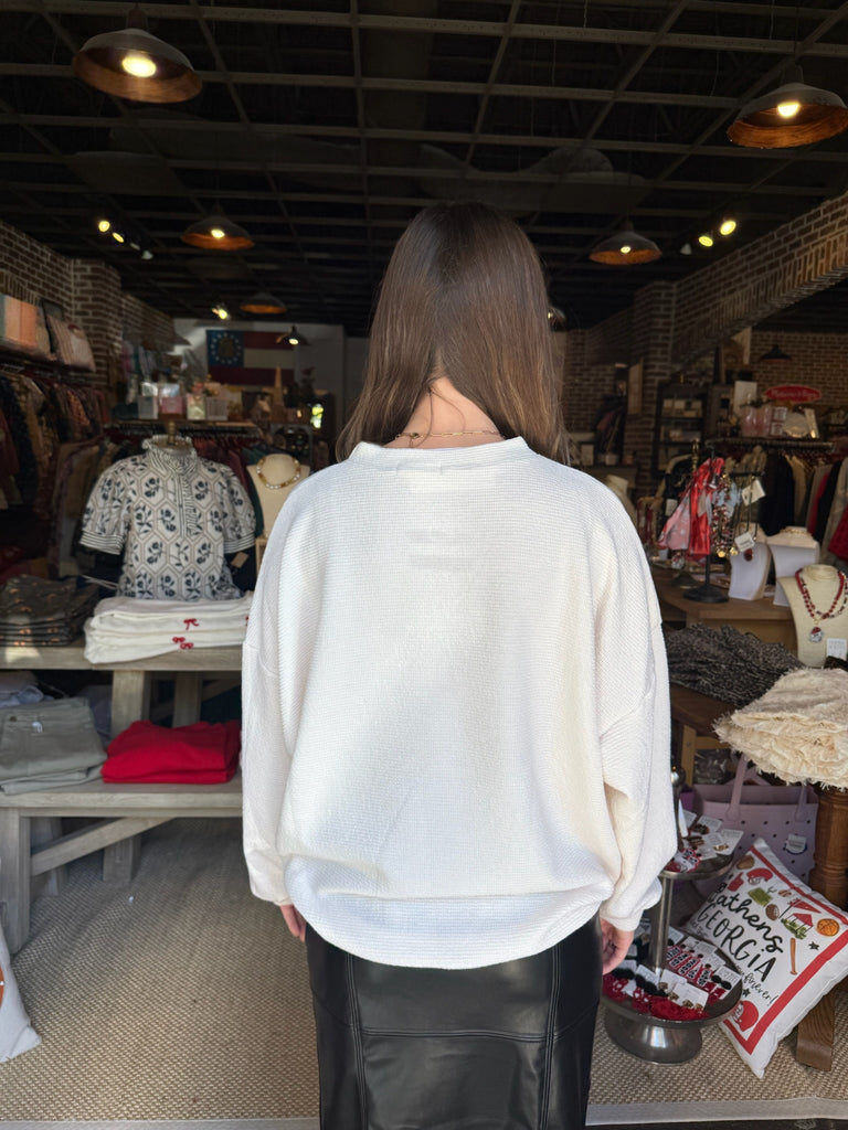 Holly Jolly Cloudy Knit LS Top