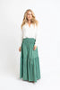 Green Floral Stripe Tier Smock Maxi Skirt