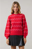 Red Maeverly Wavy Stripe Balloon Sweater