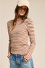 Ribbed Knit Striped Long Sleeve Top