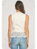 Ivory Lace Contrast High Neck Knit Top