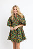 FINAL SALE - Brown Floral Puff Sleeve Ruffle Pocket Dress