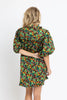 FINAL SALE - Brown Floral Puff Sleeve Ruffle Pocket Dress