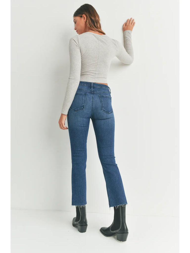 Dark High Rise Tonal Crop Flare Jean