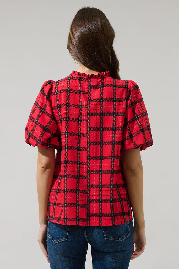 Red/Black Woodland Plaid Blouse