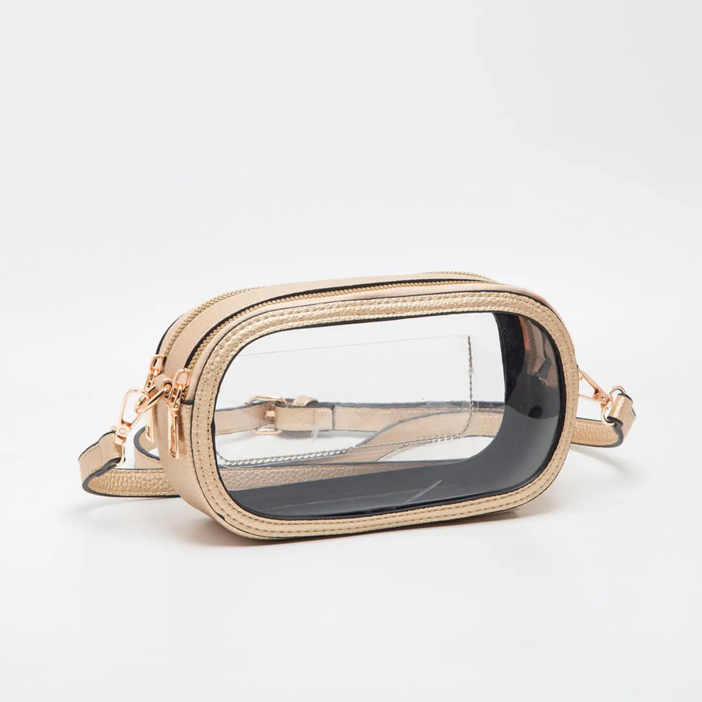 Clear/Gameday Double Zipper Oval Bag