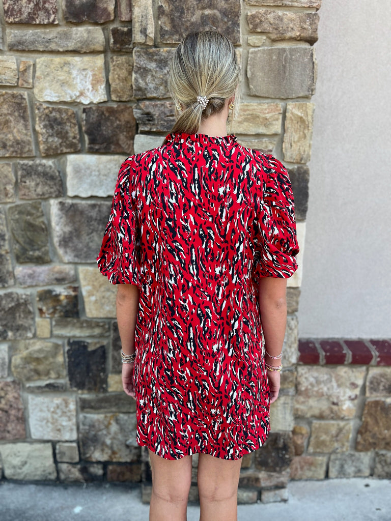 Amelia Tiger Tail Red/Black Dress