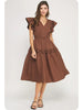 Chocolate Textured Ruffle Midi Dress