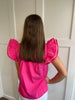 Pink Embroidered Flutter Sleeve Top
