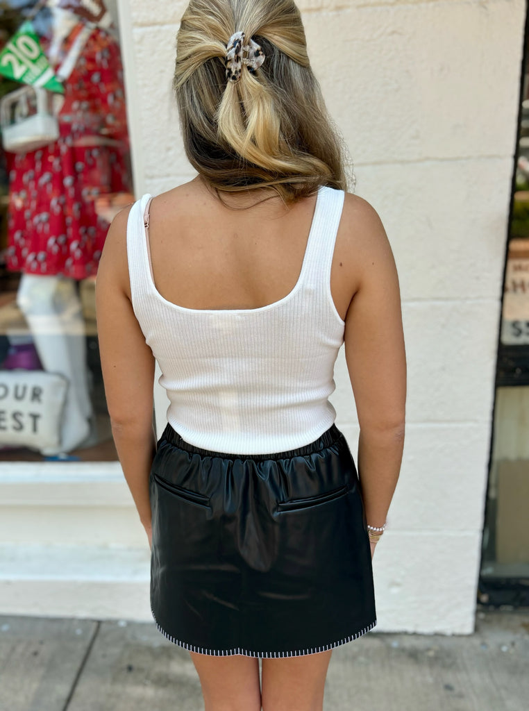 Faux Black Leather Mini Skirt