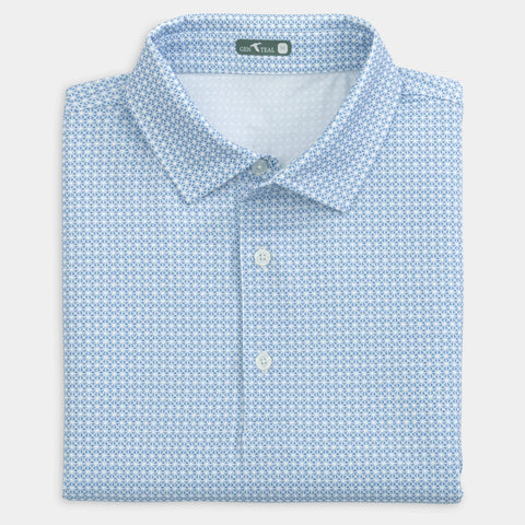 Heathered Azalea Performance Polo Pine Green & Cays Blue