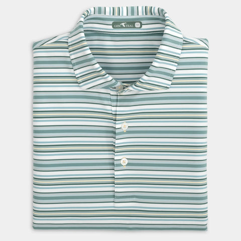 Heathered Azalea Performance Polo Pine Green & Cays Blue