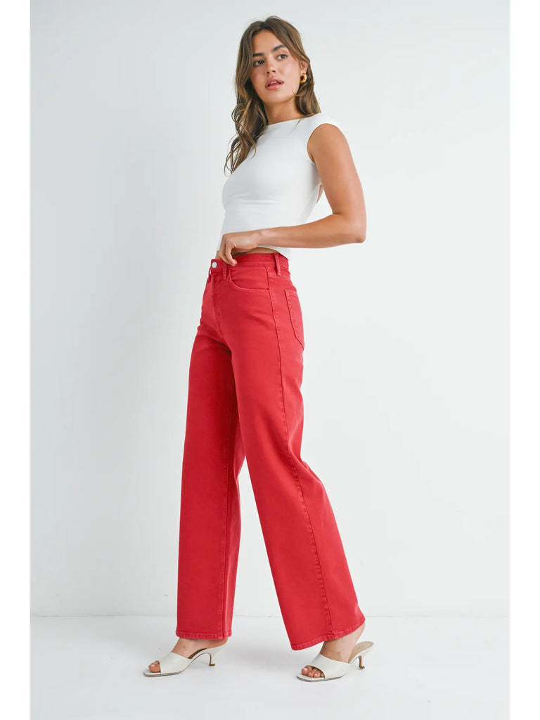 Vintage Red Relaxed Wide Leg Pant
