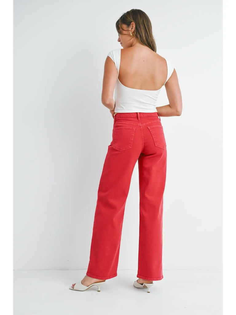Vintage Red Relaxed Wide Leg Pant