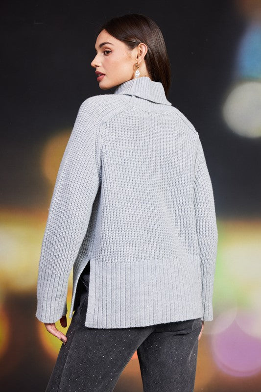 Cozy Turtleneck Sweater Grey
