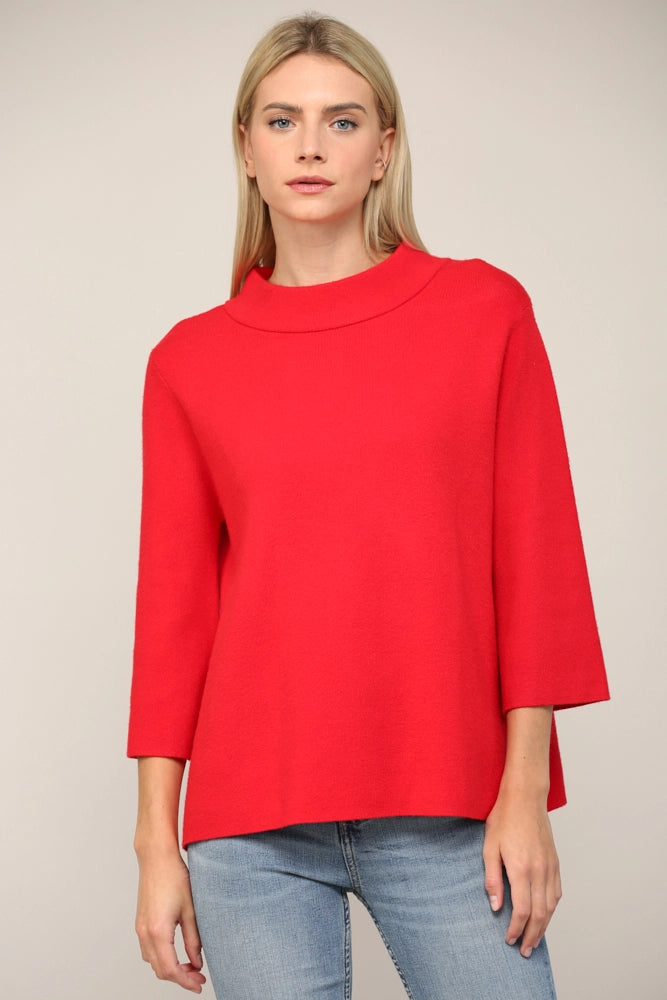 Mock Neck Bell-Sleeve Sweater