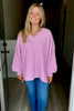 V-Neck Sweater w/ Balloon Sleeve