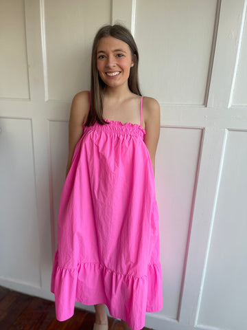 Pink Tropical Rachel Tiered Dress
