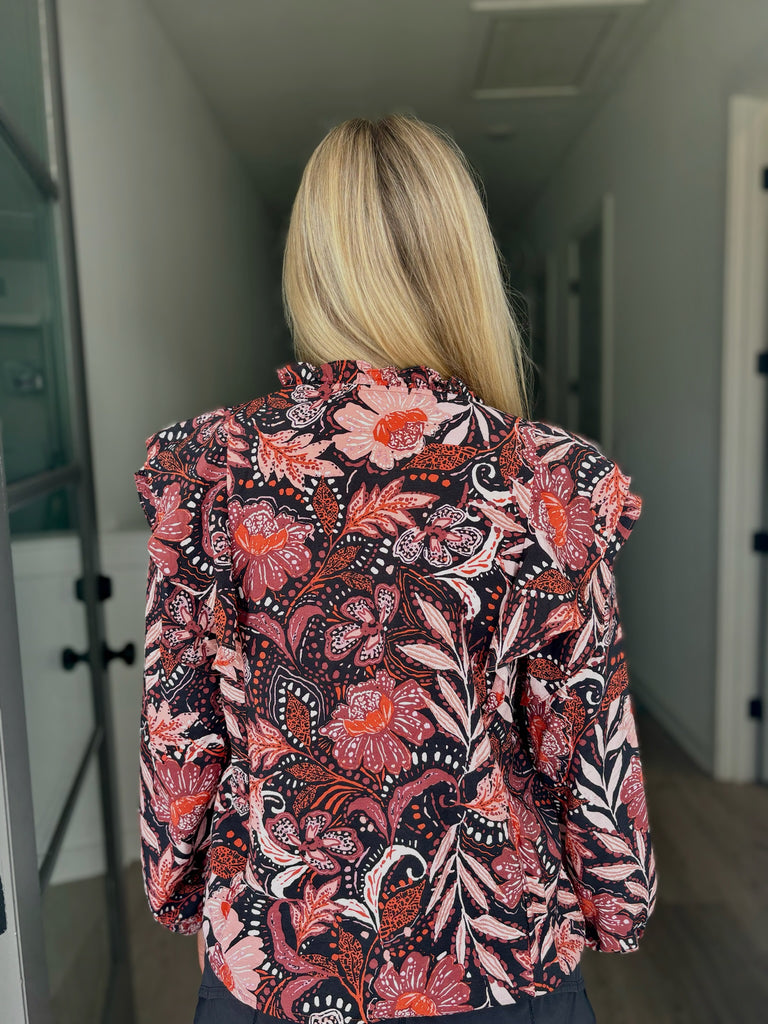 Vintage Floral Paisley Long Sleeve Blouse