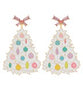 White Christmas Tree Baguette Bow Earrings