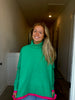 Green Turtleneck Knit Sweater