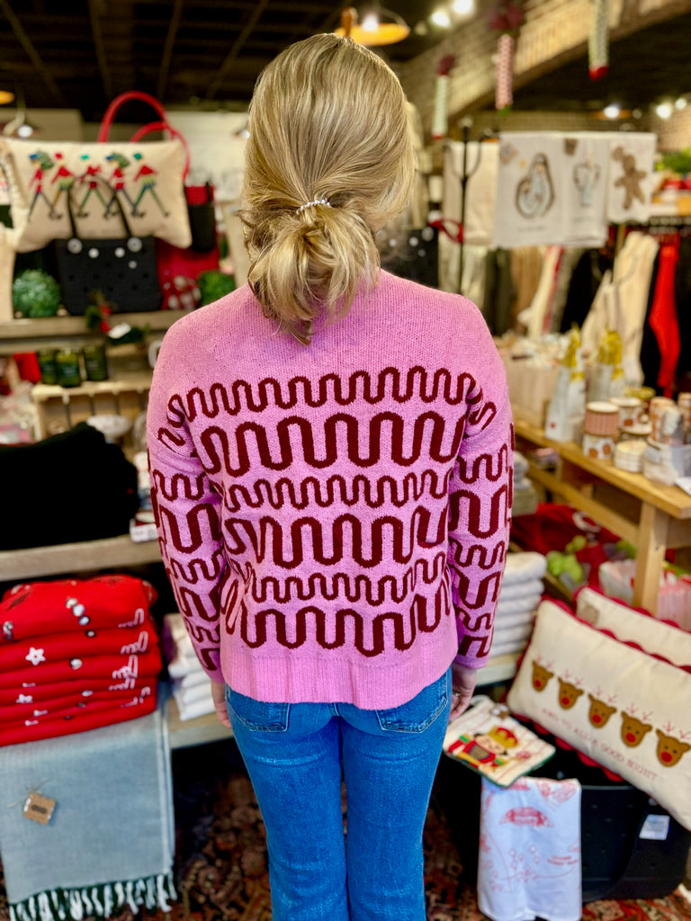 Pink Pattern Knit Sweater