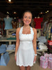 Scalloped Fit & Flare Dress Off White