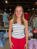 FINAL SALE - Off White Navy Square Neck Tank