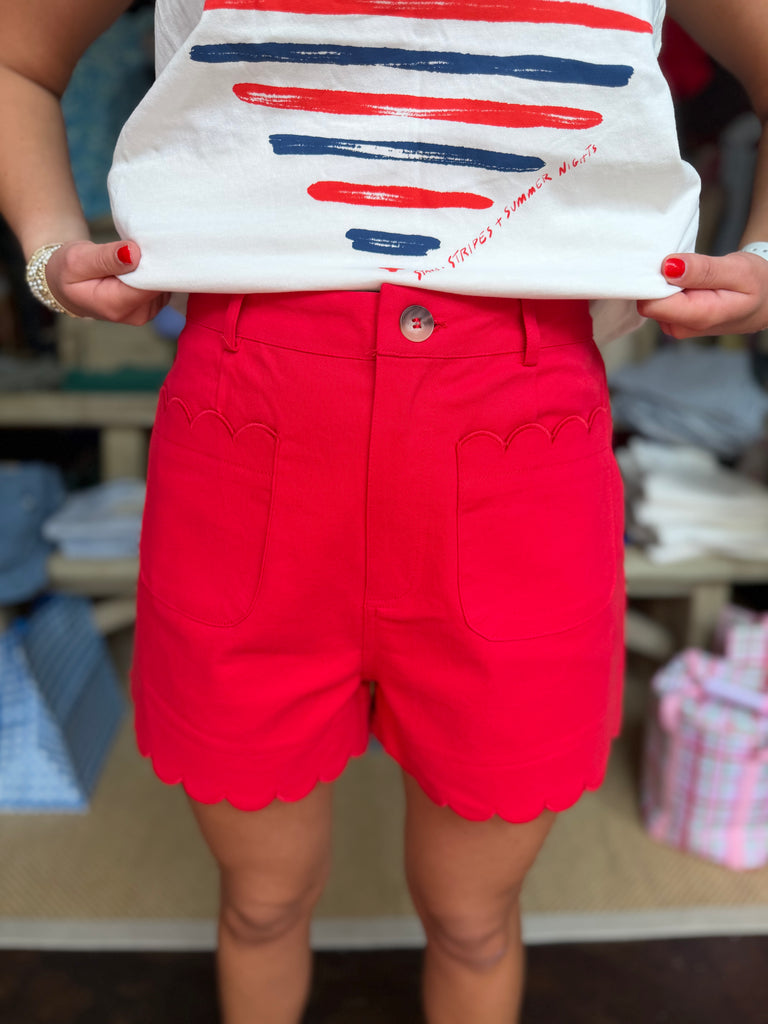 Solid Scallop Shorts