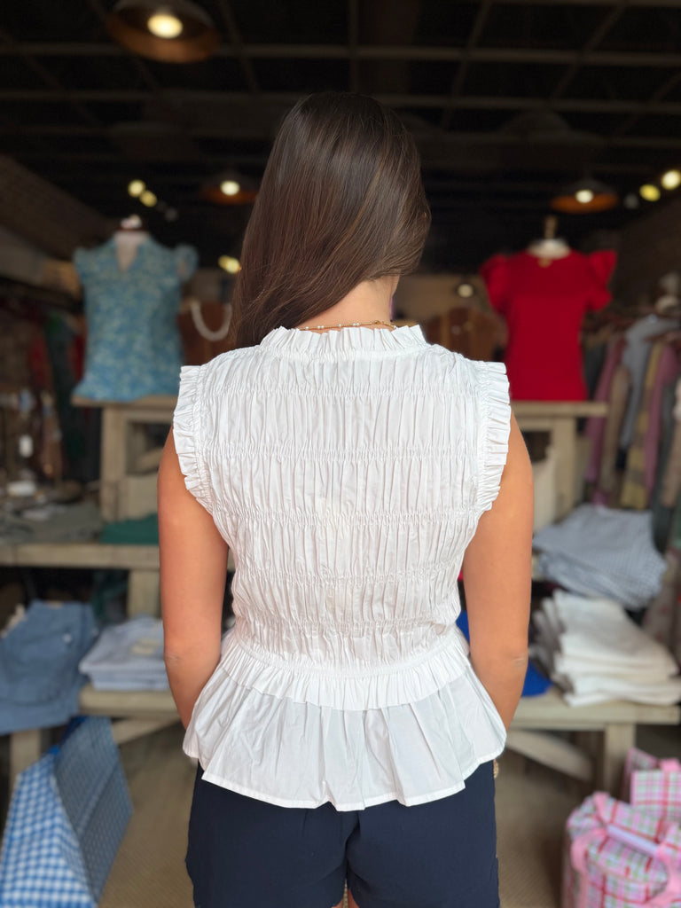 Front-Tie Smocked Top