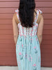 Green Hanakotoba Floral Flare Dress