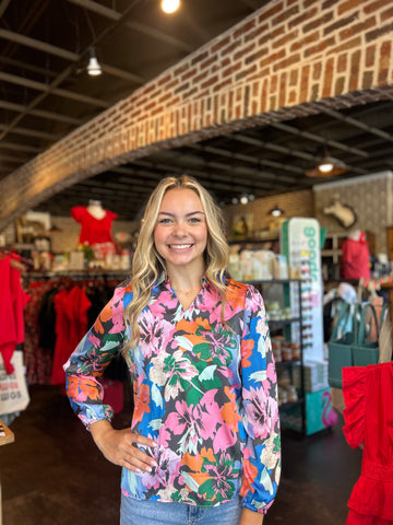 Paisley Tiger Tail Top Red/Black