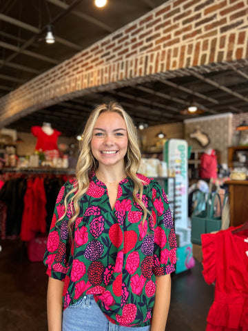 Paisley Tiger Tail Top Red/Black