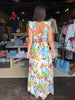 Picnic & Tropical Fruit Tie-Back Maxi Dress
