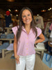 Pink Check Poplin Bubble Sleeve Top