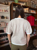 Beige/Ivory Striped Puff Sleeve Sweater