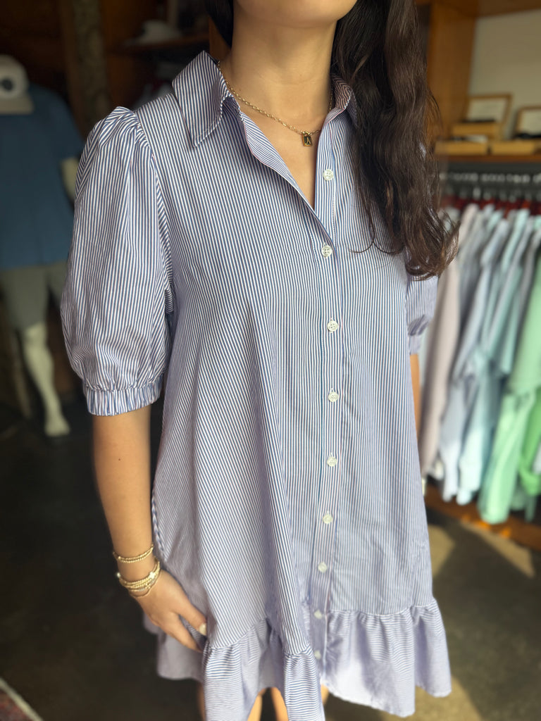 Fannie Striped Levy Button Down Shift Dress