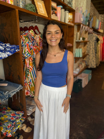 FINAL SALE - Cabana Red Nicoline Crinkle Midi Skirt