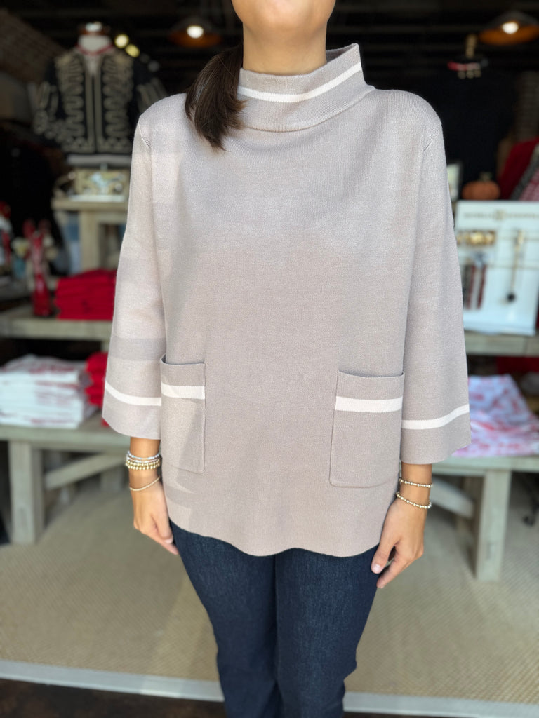 Contrast Mock Neck Sweater