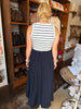 Stripe Tank Mixed Media Midi Dress