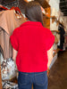 Red Crop Knit Sweater Top